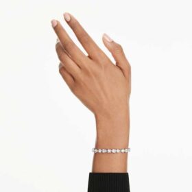 Bracciale Mesmera con tagli misti, bianco, placcato in rodio