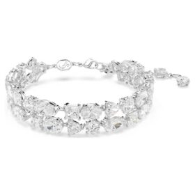 Bracciale Mesmera con tagli misti, bianco, placcato in rodio