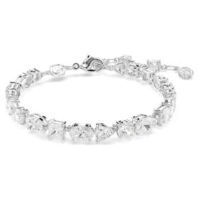 Bracciale Mesmera con tagli misti, bianco, placcato in rodio
