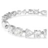 Bracciale Mesmera con tagli misti, bianco, placcato in rodio