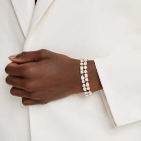 Bracciale Mesmera con tagli misti, bianco, placcato oro