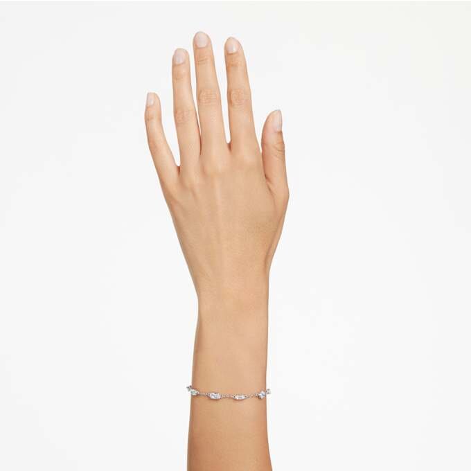 Bracciale Mesmera con tagli misti, design a dispersione, bianco, placcato in rodio Bracciale Mesmera con tagli misti, design a dispersione, bianco, placcato in rodio