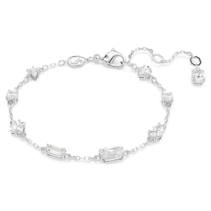 Bracciale Mesmera con tagli misti, design a dispersione, bianco, placcato in rodio Bracciale Mesmera con tagli misti, design a dispersione, bianco, placcato in rodio