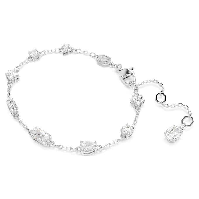 Bracciale Mesmera con tagli misti, design a dispersione, bianco, placcato in rodio Bracciale Mesmera con tagli misti, design a dispersione, bianco, placcato in rodio