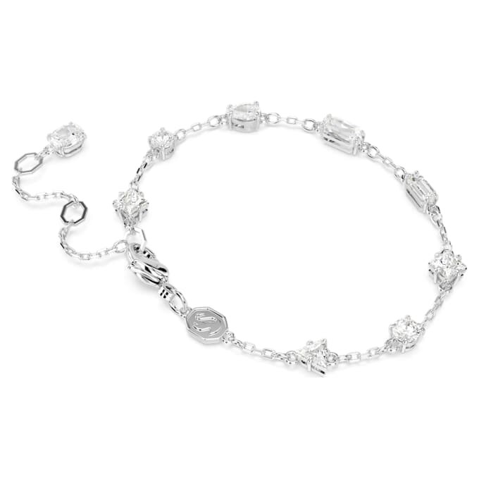 Bracciale Mesmera con tagli misti, design a dispersione, bianco, placcato in rodio Bracciale Mesmera con tagli misti, design a dispersione, bianco, placcato in rodio