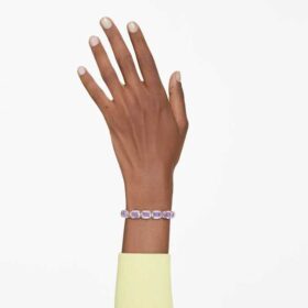 Bracciale Millenia con cristalli a taglio ottagonale, viola, placcato oro