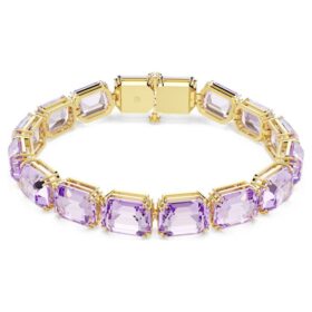 Bracciale Millenia con cristalli a taglio ottagonale, viola, placcato oro