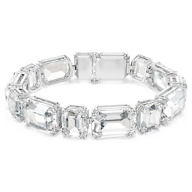 Bracciale Millenia con taglio ottagonale, bianco, placcato in rodio