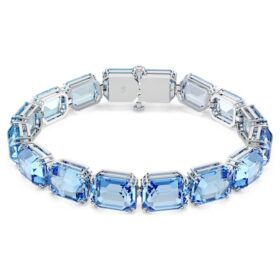 Bracciale Millenia con taglio ottagonale, sfumatura di colore, blu, placcato in rodio