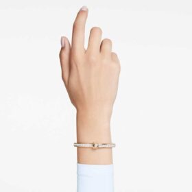 Bracciale Numina con taglio rotondo, bianco, placcato oro