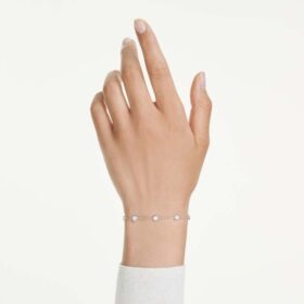 Bracciale ottagonale con diamanti sintetici 0,8 carati in totale, forma rotonda, argento sterling