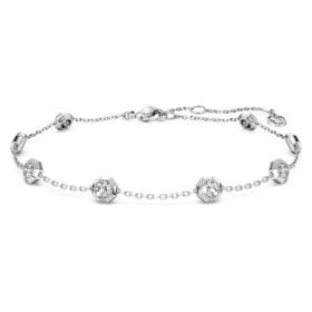 Bracciale ottagonale con diamanti sintetici 0,8 carati in totale, forma rotonda, argento sterling