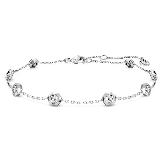 Bracciale ottagonale con diamanti sintetici 0,8 carati in totale, forma rotonda, argento sterling Bracciale ottagonale con diamanti sintetici 0,8 carati in totale, forma rotonda, argento sterling