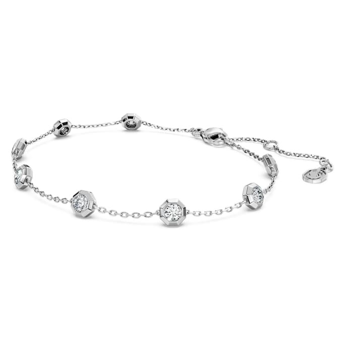Bracciale ottagonale con diamanti sintetici 0,8 carati in totale, forma rotonda, argento sterling Bracciale ottagonale con diamanti sintetici 0,8 carati in totale, forma rotonda, argento sterling