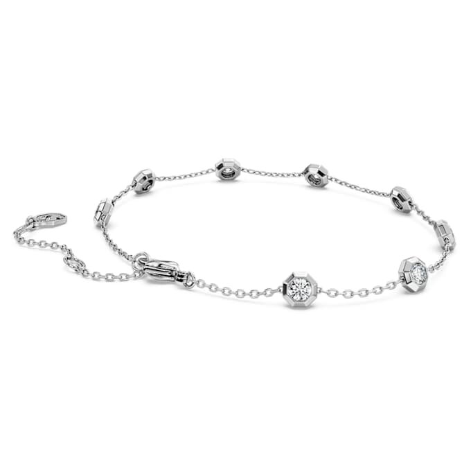 Bracciale ottagonale con diamanti sintetici 0,8 carati in totale, forma rotonda, argento sterling Bracciale ottagonale con diamanti sintetici 0,8 carati in totale, forma rotonda, argento sterling