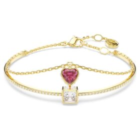 Bracciale rigido Chroma a forma di cuore, rosso, placcato in oro