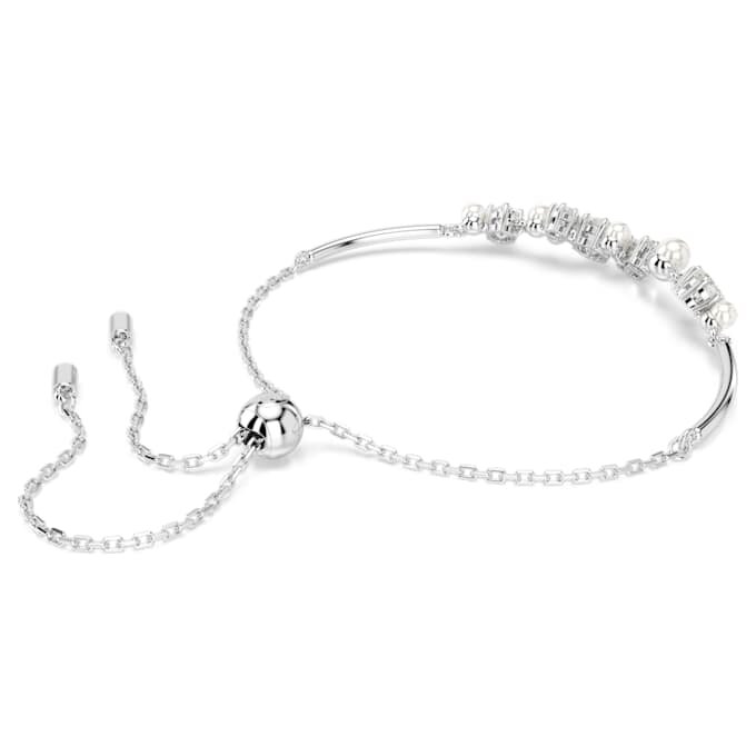 Bracciale rigido Constella con perle di cristallo, taglio rotondo, bianco, placcato in rodio Bracciale rigido Constella con perle di cristallo, taglio rotondo, bianco, placcato in rodio