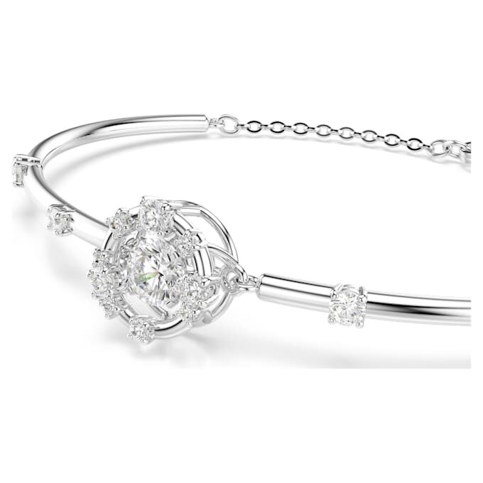 Bracciale rigido Constella con taglio rotondo, pietra danzante, bianco, placcato in rodio Bracciale rigido Constella con taglio rotondo, pietra danzante, bianco, placcato in rodio