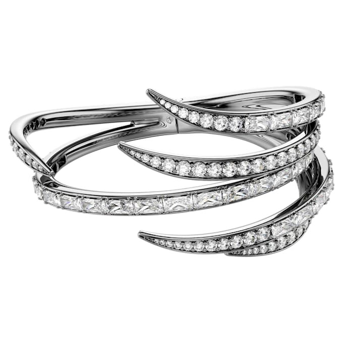 Bracciale rigido della Collezione Vienna “Feather”, bianco, placcato in rutenio Bracciale rigido della Collezione Vienna “Feather”, bianco, placcato in rutenio