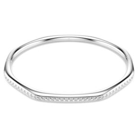 Bracciale rigido Dextera a forma ottagonale, taglio rotondo, bianco, placcato in rodio