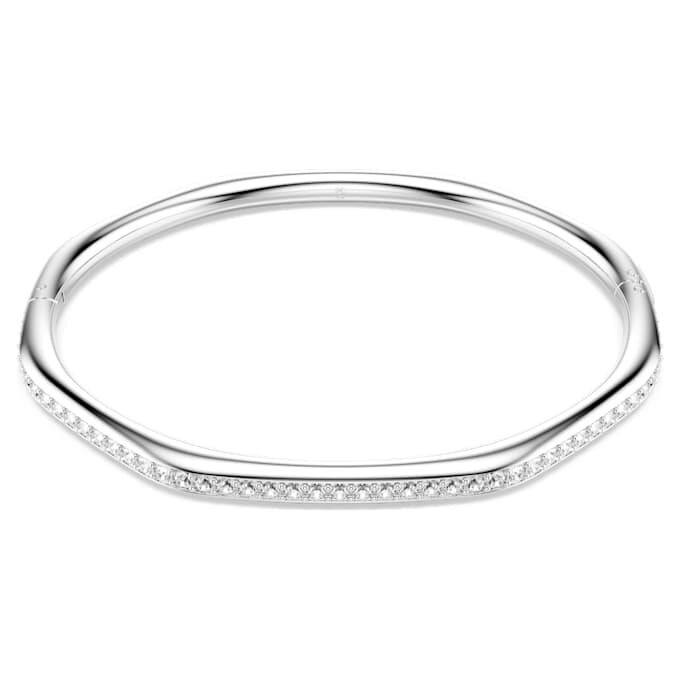 Bracciale rigido Dextera a forma ottagonale, taglio rotondo, bianco, placcato in rodio Bracciale rigido Dextera a forma ottagonale, taglio rotondo, bianco, placcato in rodio