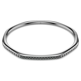 Bracciale rigido Dextera a forma ottagonale, taglio rotondo, bianco, placcato in rutenio