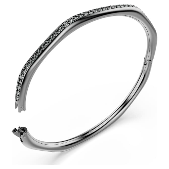Bracciale rigido Dextera a forma ottagonale, taglio rotondo, bianco, placcato in rutenio Bracciale rigido Dextera a forma ottagonale, taglio rotondo, bianco, placcato in rutenio
