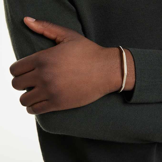 Bracciale rigido Dextera a forma ottagonale, taglio rotondo, bianco, placcato oro Bracciale rigido Dextera a forma ottagonale, taglio rotondo, bianco, placcato oro