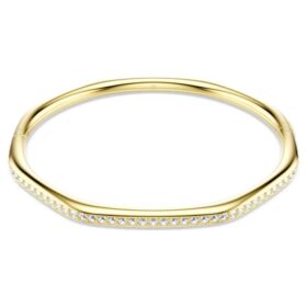 Bracciale rigido Dextera a forma ottagonale, taglio rotondo, bianco, placcato oro