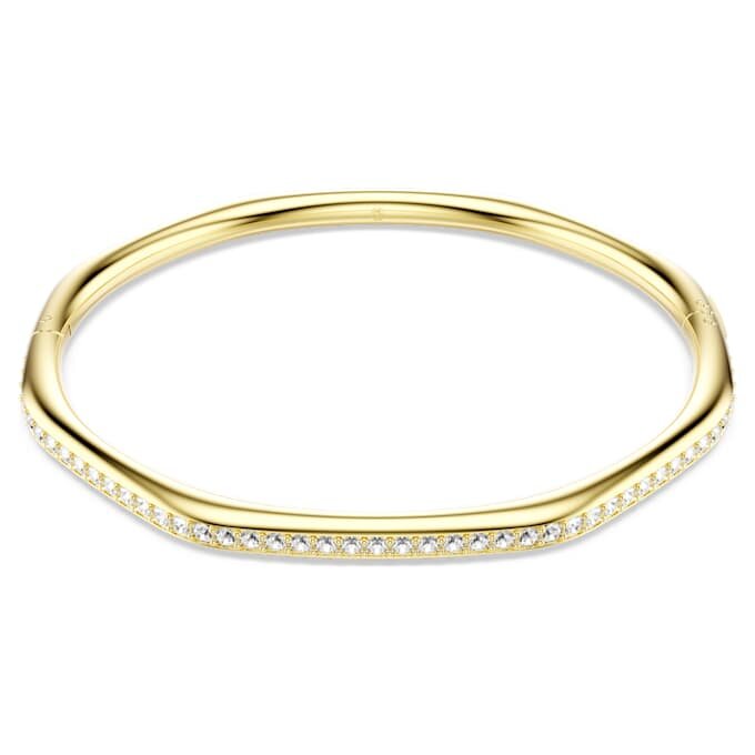 Bracciale rigido Dextera a forma ottagonale, taglio rotondo, bianco, placcato oro Bracciale rigido Dextera a forma ottagonale, taglio rotondo, bianco, placcato oro
