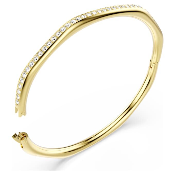 Bracciale rigido Dextera a forma ottagonale, taglio rotondo, bianco, placcato oro Bracciale rigido Dextera a forma ottagonale, taglio rotondo, bianco, placcato oro