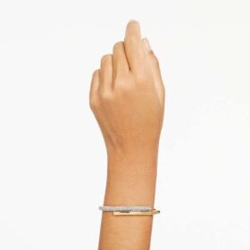 Bracciale rigido Dextera con chiusura magnetica, bianco, placcato oro