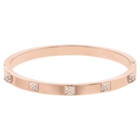 Bracciale rigido Dextera con pavé, bianco, placcato oro rosa