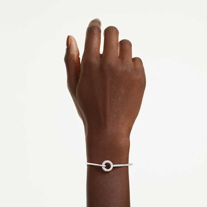 Bracciale rigido Dextera con taglio rotondo, bianco, placcato in rodio Bracciale rigido Dextera con taglio rotondo, bianco, placcato in rodio