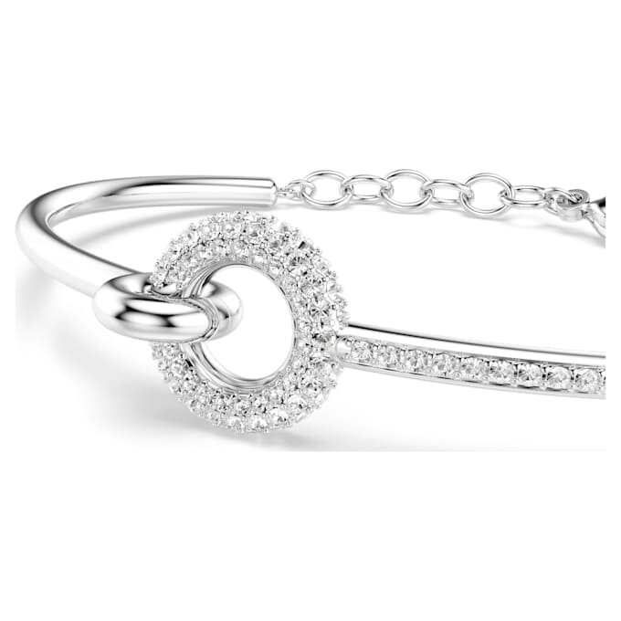 Bracciale rigido Dextera con taglio rotondo, bianco, placcato in rodio Bracciale rigido Dextera con taglio rotondo, bianco, placcato in rodio