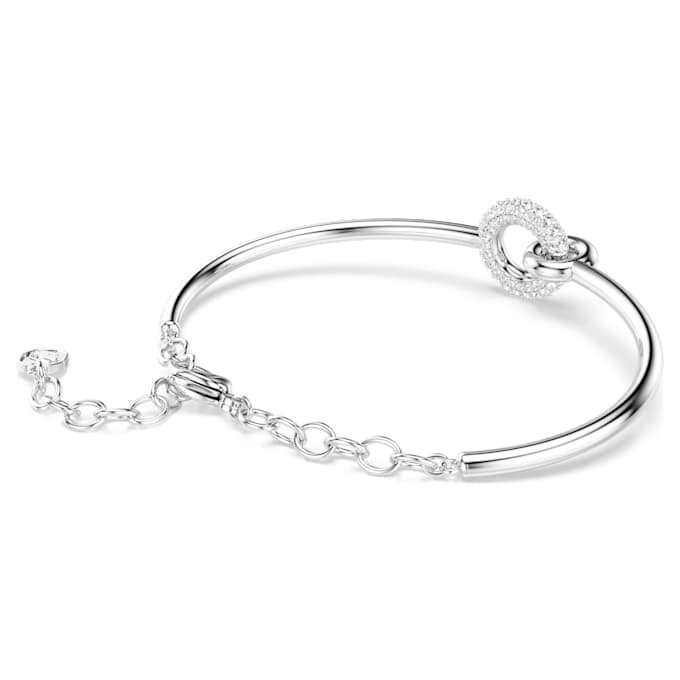 Bracciale rigido Dextera con taglio rotondo, bianco, placcato in rodio Bracciale rigido Dextera con taglio rotondo, bianco, placcato in rodio