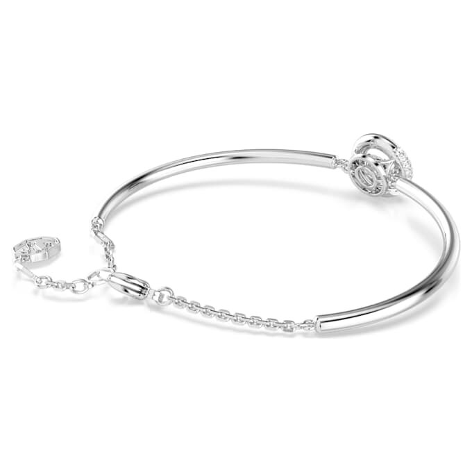 Bracciale rigido Dextera con taglio rotondo, bianco, placcato in rodio Bracciale rigido Dextera con taglio rotondo, bianco, placcato in rodio