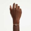 Bracciale rigido Dextera con taglio rotondo, bianco, placcato oro