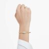 Bracciale rigido Dextera con taglio rotondo, bianco, placcato oro