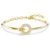 Bracciale rigido Dextera con taglio rotondo, bianco, placcato oro
