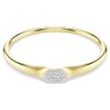 Bracciale rigido Dextera con taglio rotondo, bianco, placcato oro