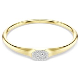 Bracciale rigido Dextera con taglio rotondo, bianco, placcato oro