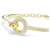 Bracciale rigido Dextera con taglio rotondo, bianco, placcato oro