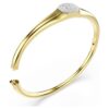 Bracciale rigido Dextera con taglio rotondo, bianco, placcato oro