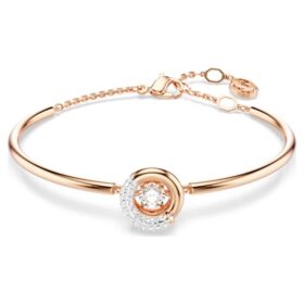 Bracciale rigido Dextera con taglio rotondo, bianco, placcato oro rosa