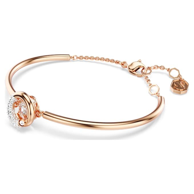 Bracciale rigido Dextera con taglio rotondo, bianco, placcato oro rosa Bracciale rigido Dextera con taglio rotondo, bianco, placcato oro rosa