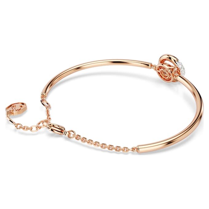 Bracciale rigido Dextera con taglio rotondo, bianco, placcato oro rosa Bracciale rigido Dextera con taglio rotondo, bianco, placcato oro rosa