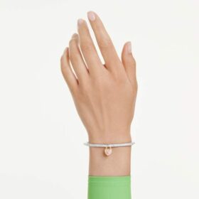 Bracciale rigido Idyllia con tagli misti, cuore, rosa, finitura in metalli misti