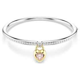 Bracciale rigido Idyllia con tagli misti, cuore, rosa, finitura in metalli misti