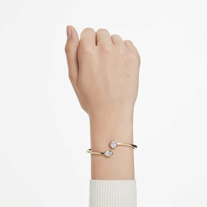 Bracciale rigido Imber con tagli misti, bianco, placcato oro Bracciale rigido Imber con tagli misti, bianco, placcato oro